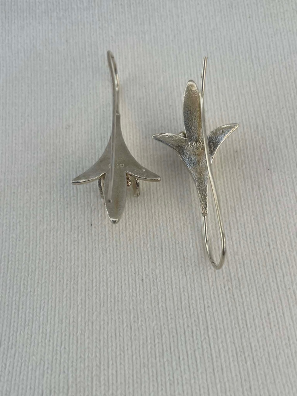Sterling Silver Floral Drop Earrings - Silver - Picture 5 of 6